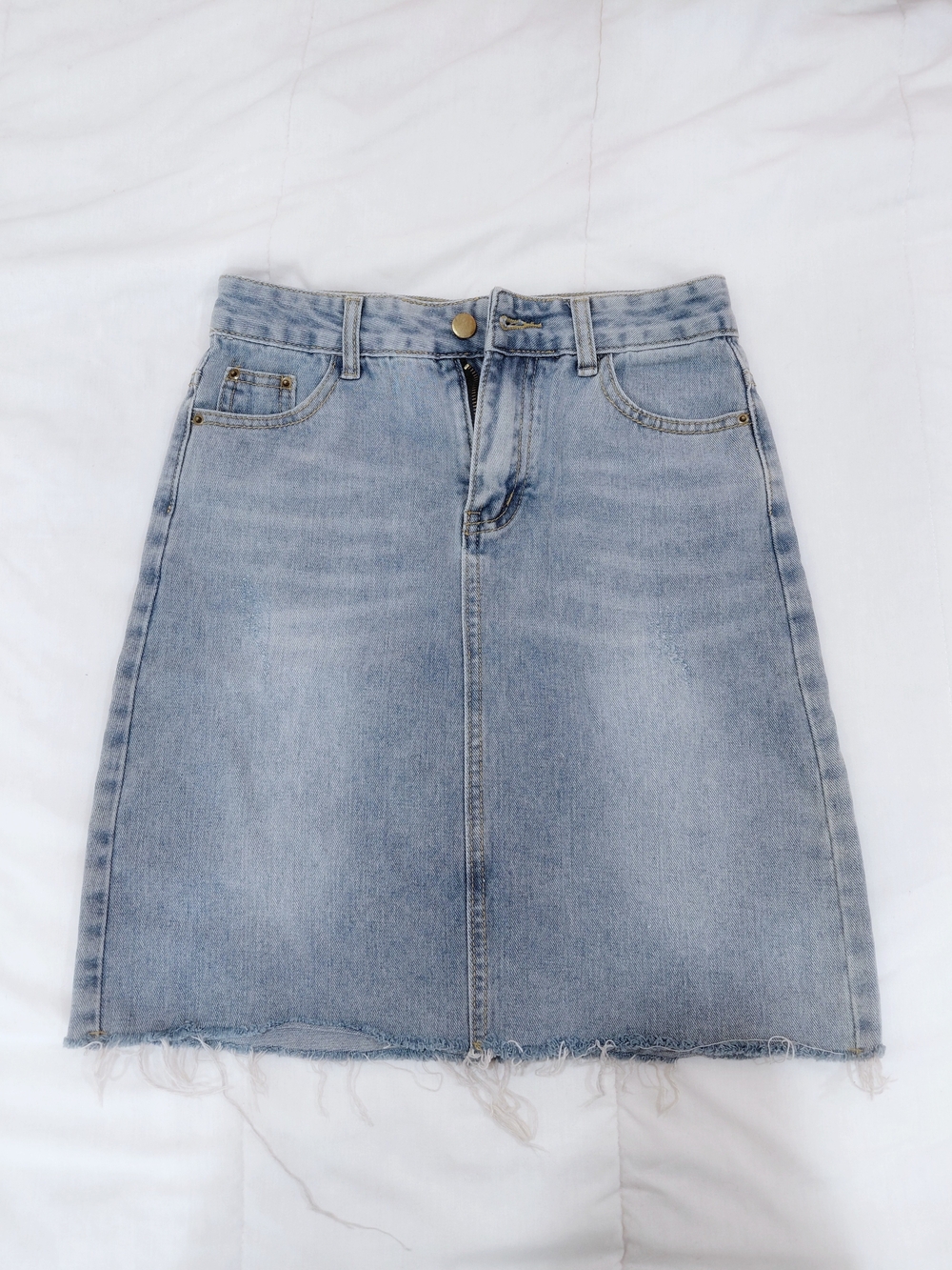 Source Unknown Light Blue Denim A-Line Skirt